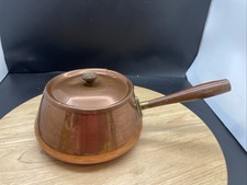 Tagus Copper pot/Pan  with tin lining + lid and  Wooden Handle made in Portugal