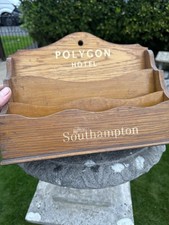Unique Vintage Polygon Hotel Wooden Letter Rack Desk Tidy Compartments Organiser