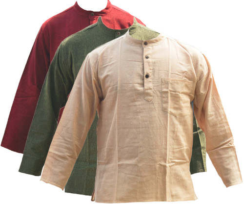 Collarless grandad cotton - collarless,