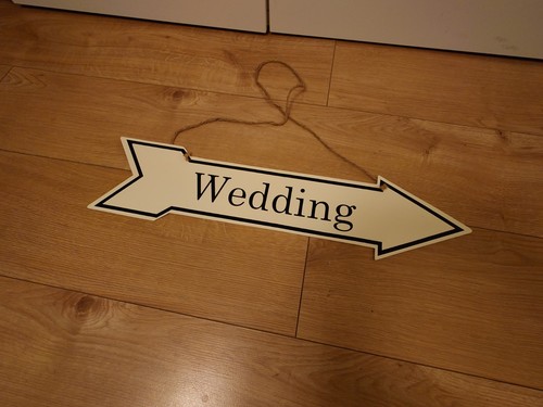 Metal wedding direction sign - metal,