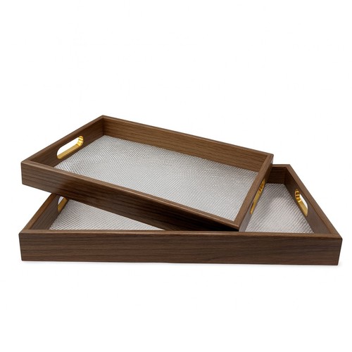 Wooden serving tray set - wooden,