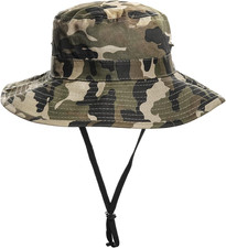Boys Camo Sun-Bucket-Hat Summer Outdoor Safari Fishing-Hat Boonie-Cap for Big K