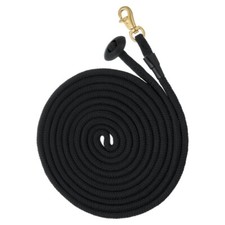 Horse Lunge Line - Rolled Cotton - Triggerbull Snap - 25 ft Long - Black or Blue