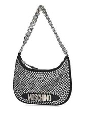 AW23 MOSCHINO Couture Jeremy Scott Rhinestone Studded Black Silver Shoulder Bag