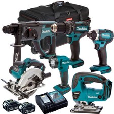 Makita 18V LXT 6 Piece Combo Tool Kit 2 x 5.0Ah Battery Charger & Bag T4TKIT-193