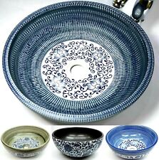 Vintage Patterned Kasbah Round Bathroom Cloakroom Ceramic Counter Top Basin Sink