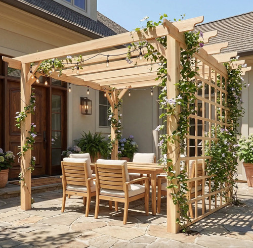 Wooden garden pergola large - wooden,