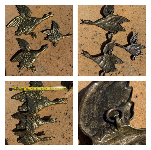 Vintage brass flying ducks - 3,