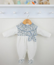 Spanish Baby girls clothes velour bow sleepsuit romper baby grow outfit