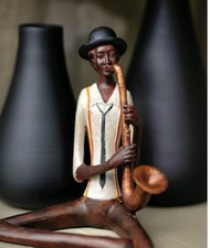 Jazz Man Figurine Sitting Saxophonist Resin Sculpture Ornament Gift 38 cm 🎺