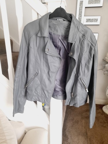 Ladies faux learher grey - faux,
