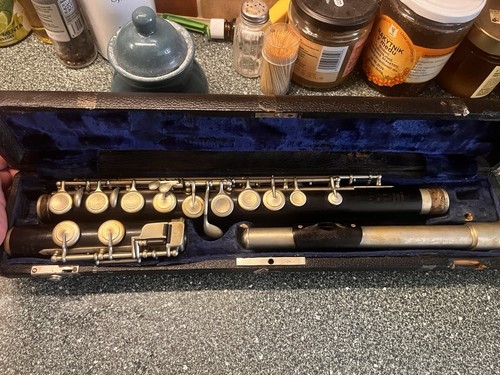 Old german wooden flute - old,