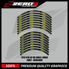 KTM Rim Decals SX 85 17" / 14"  Small Wheel MX Motocross Graphics BLK / YEL-F