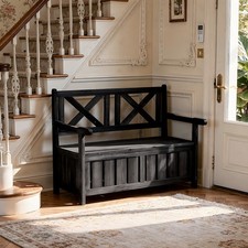 Wooden Bench Storage Seat