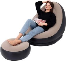 LONEEDY Inflatable Leisure Sofa Chair and Footstool Outdoor Folding Lounger Sofa