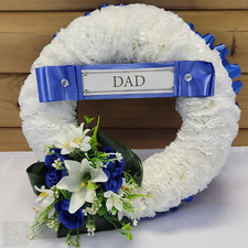 Ring Funeral Flowers Artificial Tribute Wreath Silk Grave Memorial Dad Son Uncle