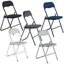 4 Pc Folding Lightweight Chair Set Portable Metal Frame PVC Velvet Ribcord Seats