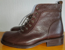 Hogarth Mens Italian Leather Boots, Dark Brown, EUR 41, UK 7, Lace up, Boxed.