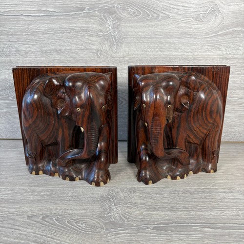 Pair hand carved solid wood - carved,