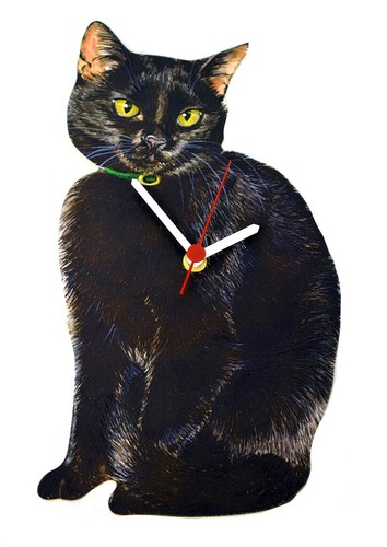 Black cat clock cats - clock,