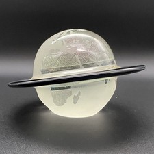 Correia Art Glass Paperweight Planet Earth With Rings Signed Saks Fifth Avenue