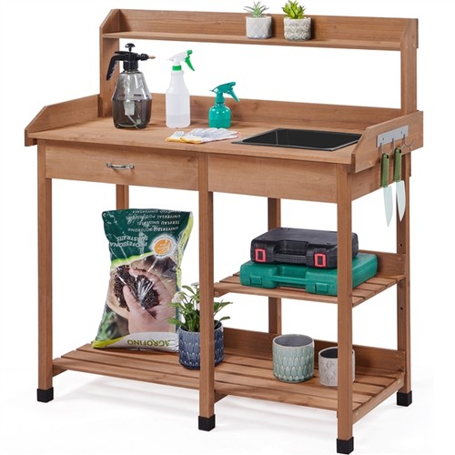 Garden potting bench - bench, solid