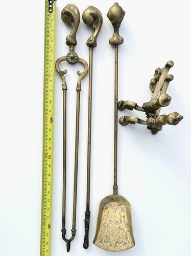 Antique heavy brass fireplace - antique,
