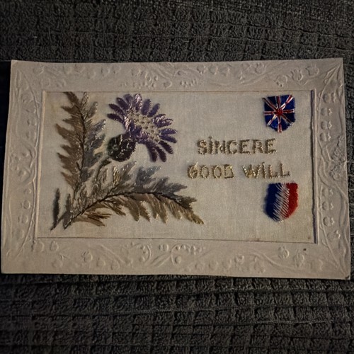 Silk postcards from ww1 - silk,