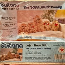 Vtg New Sultana Latch Hook Rug Kit Couch Potato 79307 & 79308 “Sofa Spud Family”