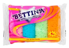 Bettina 4 Pack Bath Sponges - Bath,Shower, Scrub or Clean - Colours May Vary.