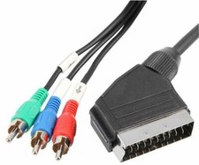 1.5m SCART CABLE to RGB RED GREEN BLUE 3 x TRIPLE RCA PHONO TV COMPONENT LEAD