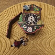 Vintage Miniature W Germany Chalet Style Cuckoo Clock hanging lady need  repair 