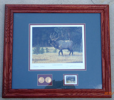SIGNED 1994 RMEF COLLECTORS ED. ELK PRINT ECHOING MEADOWS BY MITCHELL MANSANAREZ