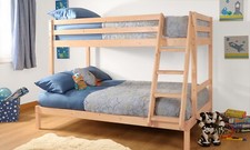 TRIPLE BUNK BED NATURAL PINE PREMIUM WOODEN FRAME 3FT SINGLE 4FT SMALL DOUBLE
