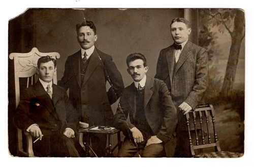 Rppc men suits antique - men,