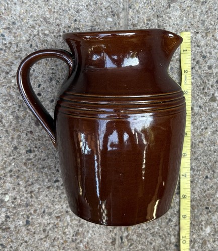 Brown glazed ceramic pitcher - brown,