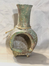 Vintage Tabletop Footed Chiminea Fire-pit Candle Terra Cotta / Clay 9" (2421)