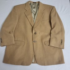 Vtg Stafford Mens Camel Hair Blazer Sport Coat Jacket Size 44S Short Academia