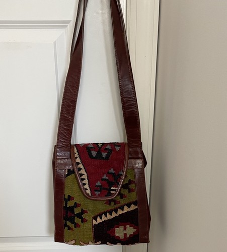 Vintage turkish kilim leather - vintage,