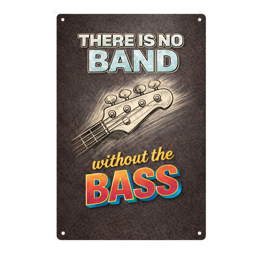 Bass guitar and band tin - and,