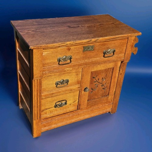 Antique oak chest commode - oak,