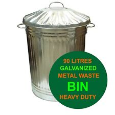 90L Galvanised Trash Bin Home Garden Rubbish Waste Dustbin Animal Storage