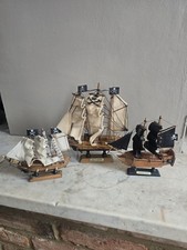 Ships Three Wooden Models Of
