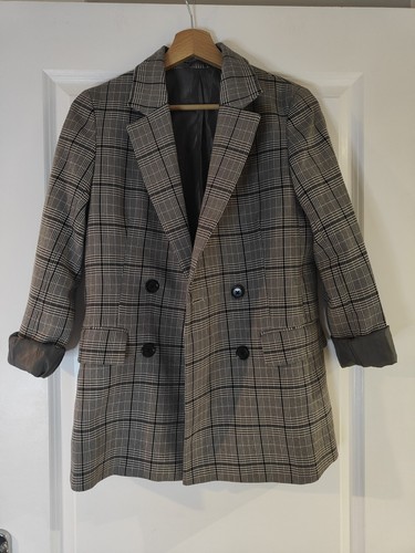 Grey check blazer jacket - grey,