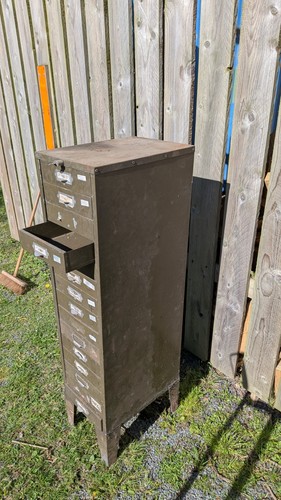 Vintage steel filing cabinet - vintage,