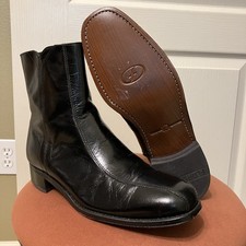 FLORSHEIM Boots VINTAGE 70s Beatle Boots ZIP Hipster PREPPY Retro - Sz 8 BLACK