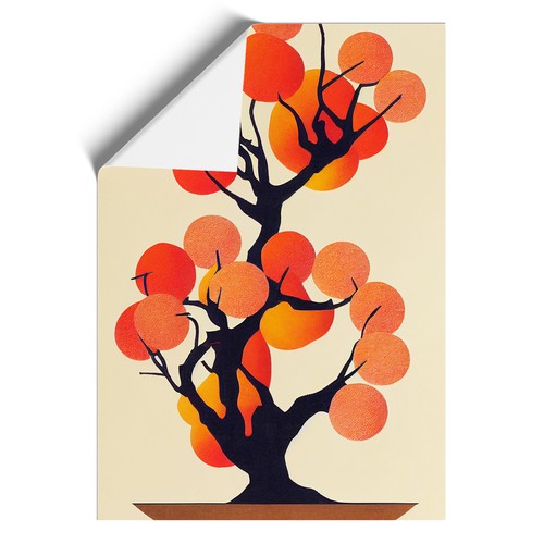 Peach tree orphism framed wall - tree,