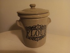 Vintage Moira pottery Flour jar / bin, Glazed Stoneware. 9"