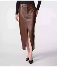 Women's Brown Handmade Casual Lambskin Leather Genuine Wear Formal Skirt Party