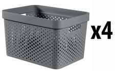 4 x Curver Storage Basket Grey
